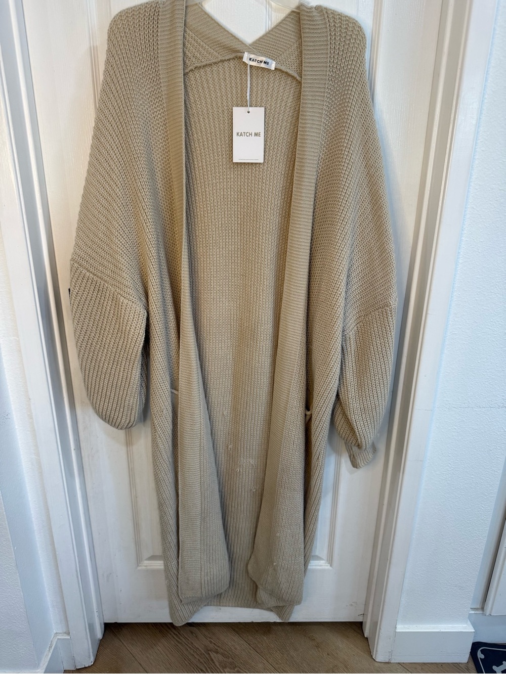 NWT Katch Me Long Beige Knit Cardigan Duster Sweater